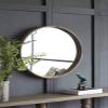 A&B Home 28'' Round Wood Mirror Natural Modern Wall Mirror Bathroom Mirror Decor Foyer Living Room Decorations view 2