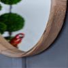 A&B Home 28'' Round Wood Mirror Natural Modern Wall Mirror Bathroom Mirror Decor Foyer Living Room Decorations view 3