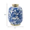 A&B Home 11'' Blue White Porcelain Vase Decorative Flower Bird Painted Glazed Ceramic Gold Lid Chinoiserie Ginger Jar Oriental Decor Centerpiece view 3