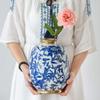 A&B Home 11'' Blue White Porcelain Vase Decorative Flower Bird Painted Glazed Ceramic Gold Lid Chinoiserie Ginger Jar Oriental Decor Centerpiece view 4