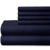 Apsley Linen Solid Color Egyptian Cotton 4-PCs Sheet Set Fits Mattress 16-20'' Deep Pocket Luxury Bedding Set High Thread Count Long Staple Sateen Weave (King, Navy Blue) view 1