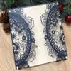 50pcs Pearl Navy Blue Laser Cut Wedding Invitation Cards,Baptism Invitation Cards,Laser Cut Invitations Cards,Engagement Invitation Cards,Sweet Birthday Invitation Cards view 3