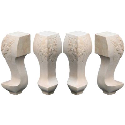 DIY Set of 4 Carvings Shaped Wood TV Table Legs Furniture Sofa Chair Ottoman Couch Bed Wardrobe Cabinet Legs Type-K