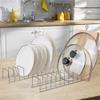 SANNO Pot Lid Organizer, Kitchen Plate Rack Holder Rest, Plates, Cutting Boards Bakeware, Cooling, Pots & Pans, Serving Trays,Lids Holder Rack,Nickel,Set of 2 view 3