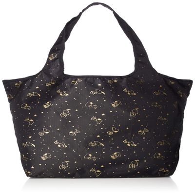 Sifle ECO0408 PN66 Character Folding Eco Bag, Snoopy Gold Star Black