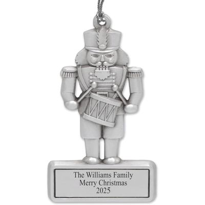 Indiana Metal Custom Craft Nutcracker Ornament  Pewter Christmas Ornament with Personalized Engraving. 3 Inch, High Releif Cast Fine Pewter Ornament with Tinsel Cord and Gift Box, Made in USA
