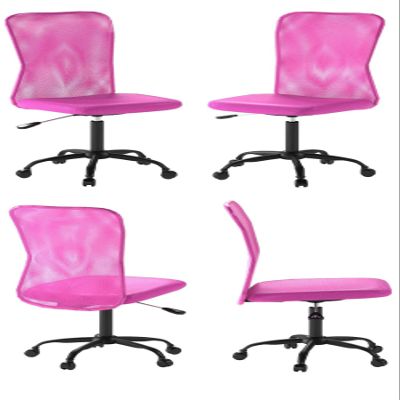 Best Cheap Ergonomic Cute Mesh Office Chair, Armless Lumbar Support, Chic Modern Desk PC Chair Black, Mid Back Adjustable Swivel for Home Office Conference Study Room Mesh Office Chair, Pink Set of 4