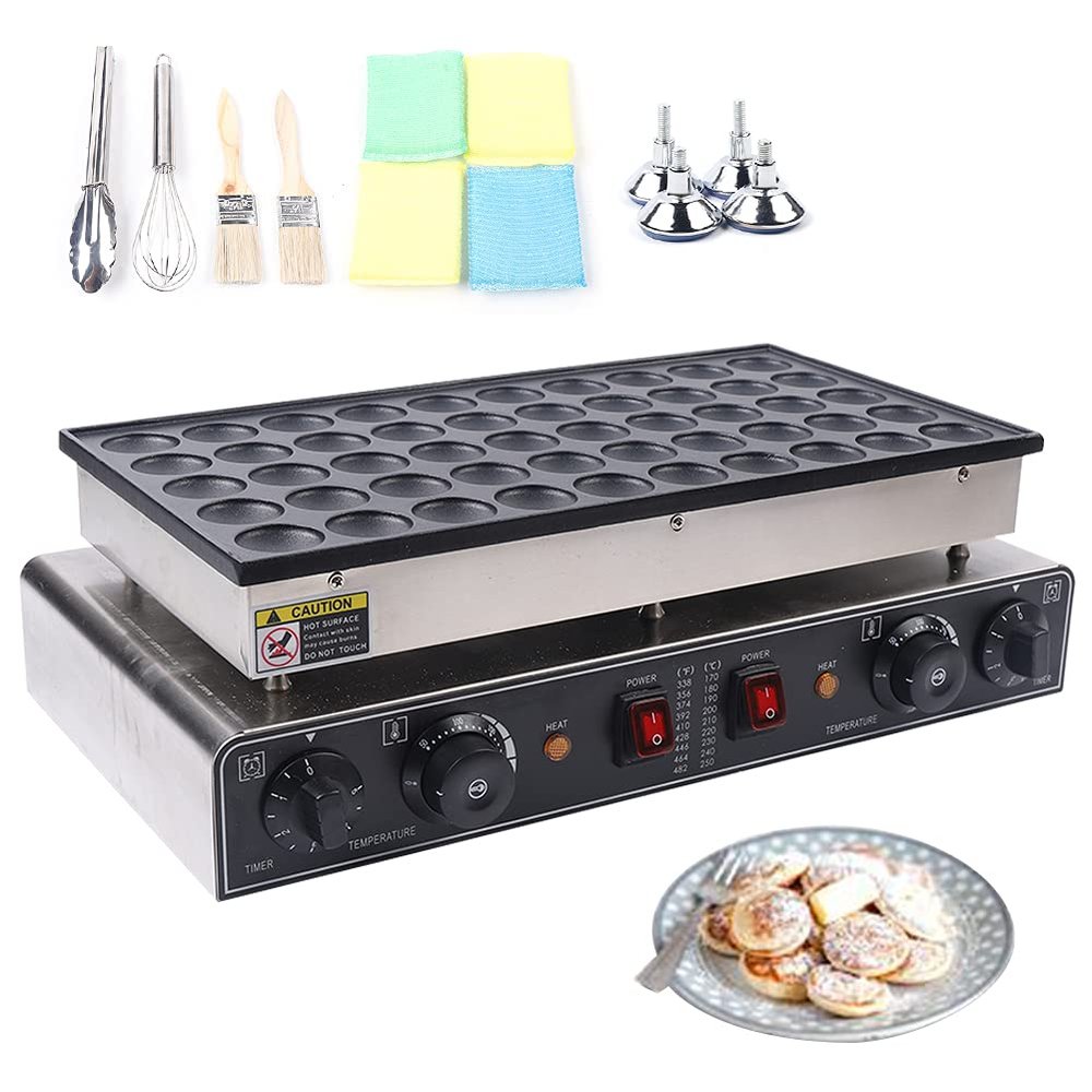 Mini Dutch Pancake Baker Maker, Commercial Electric Nonstick 36Pcs/50Pcs Poffertje Mini Pancake Maker Stainless Steel for Restaurants, Cafes Shops (50Pcs)