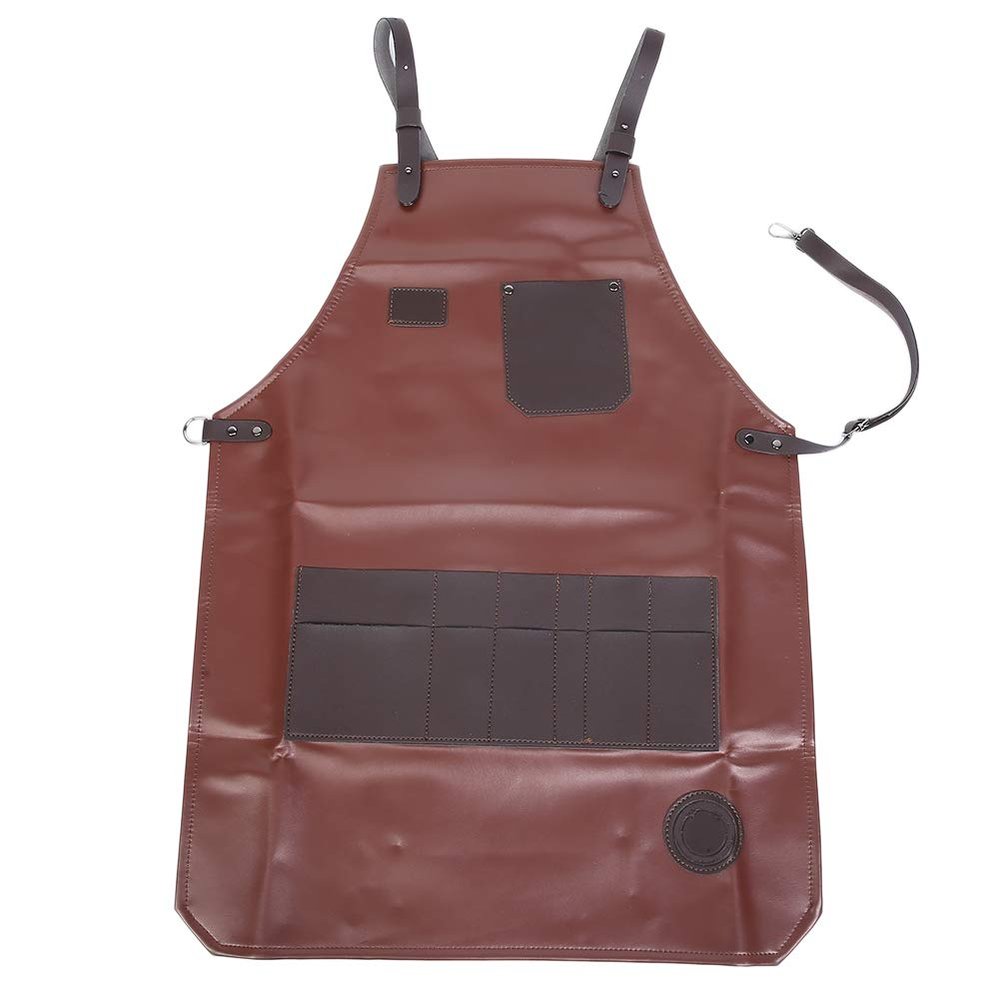Apron Barber Pinafore With Pockets Waterproof Bartender Kitchen Cooking Pinafore Adjustable Waterdrop Resistant Chef Apron Unisex