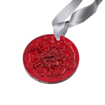 Lalique Crystal Red 2020 Poinsettia Christmas Ornament