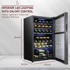 SCHMECKE 33 Bottle Dual Zone Wine Cooler Refrigerator w/Lock | Large Freestanding Wine Cellar | 41f-64f Digital Temperature Control Wine Fridge For Red, White, Champagne or Sparkling Wine - Black view 2