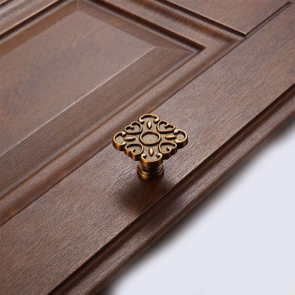 Geeyu ZHaonan-Dressing Table Handle, Antique Copper Cabinet Bookcase Drawer Wardrobe Wine Cabinet Pulls,Classical Cabinet Medicine Red Bronze Cabinet Handle, Indoor Hardware (Color : 644 Yellow)