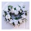 Wreaths LIU- Heart-Shaped White Rose Front Door Pendant for Home Studio Wedding Decoration view 1