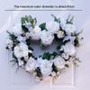 Wreaths LIU- Heart-Shaped White Rose Front Door Pendant for Home Studio Wedding Decoration view 4