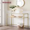 VASAGLE 39.4 Inch Console Sofa Table, Modern Entryway Table, Tempered Glass Table, Metal Frame, 2 Shelves, Adjustable Feet, for Living Room, Hallway, Gold Color ULGT025A01 view 2