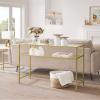VASAGLE 39.4 Inch Console Sofa Table, Modern Entryway Table, Tempered Glass Table, Metal Frame, 2 Shelves, Adjustable Feet, for Living Room, Hallway, Gold Color ULGT025A01 view 4