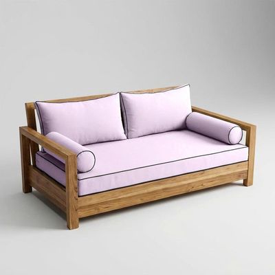 Prolinemax Style 2 - Mattress & Pillow Bolster Cushion for Outdoor Indoor Daybed Porch Swing Bed Contrast Trim Twin-XL Size AD107 | Covers ONLY |
