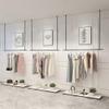 Clothing Store Display Rack Ceiling Hanger, Women's Clothing Store Windows Shelves Hanging Clothes Bar Display Hangers, Metal Retail Clothing Garment Racks Display Rod view 2