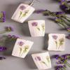 JruF Ceramic 5 Piece Set of Bathroom Accessories, Including Decorative Countertop Soap Dish, Toothbrush Holder, Tumbler, Soap Dispenser, Gift Box (Purple),Dandelion Flowers view 1