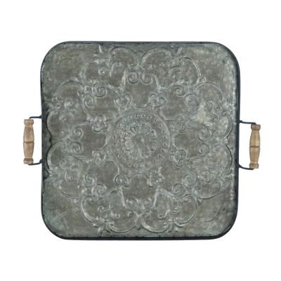 A&B Home Metal Decorative Tray,Serving Tray with Handles,Square,Size 29x4x24.5 inch