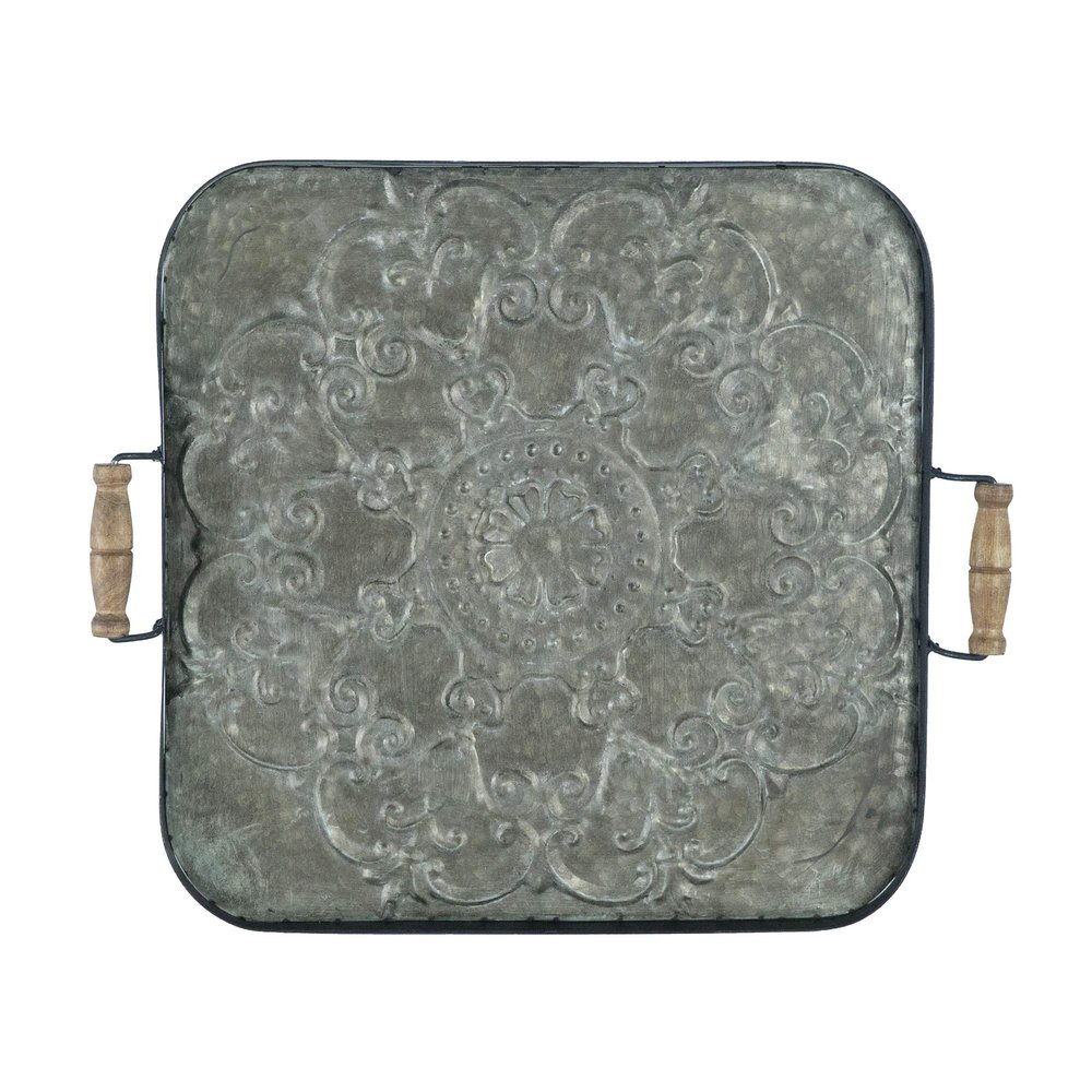 A&B Home Metal Decorative Tray,Serving Tray with Handles,Square,Size 29x4x24.5 inch