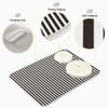 Black Striped White Dish Drying Mat for Kitchen, Absorbent Microfiber Drying Pad Dish Mat, 24" X 18" view 3