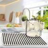 Black Striped White Dish Drying Mat for Kitchen, Absorbent Microfiber Drying Pad Dish Mat, 24" X 18" view 4