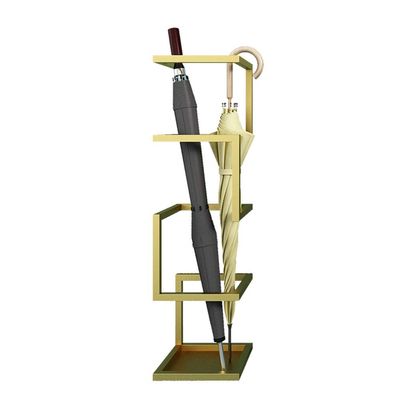 Umbrella Racks AYY Metal Umbrella Stand, Modern and Simple Decorative Umbrella Holder, Multifunctional Cane Storage Rack, Stable Base and Drip Tray, 15X15X49cm (Color : Gold)