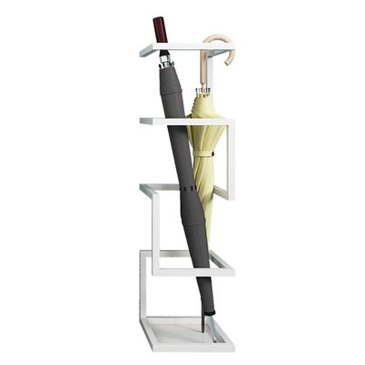 Umbrella Racks AYY Metal Umbrella Stand, Modern and Simple Decorative Umbrella Holder, Multifunctional Cane Storage Rack, Stable Base and Drip Tray, 15X15X49cm (Color : White)