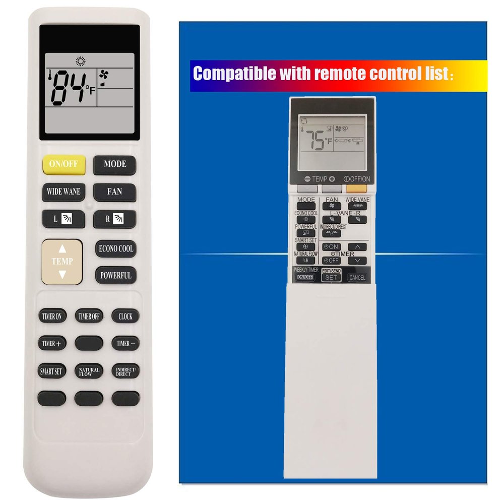 Replacement for Mitsubishi Electric Mr. Slim Air Conditioner HVAC Remote Control MSZ-EF09NAW-U1 MSZ-EF15NAW-U1 MSZ-EF09NAB-U1 MSZ-EF15NAB-U1 MSZ-EF09NAS-U1 MSZ-EF15NAS-U1 MSZ-EF12NAW-U1 MSZ-EF18NAW-U1