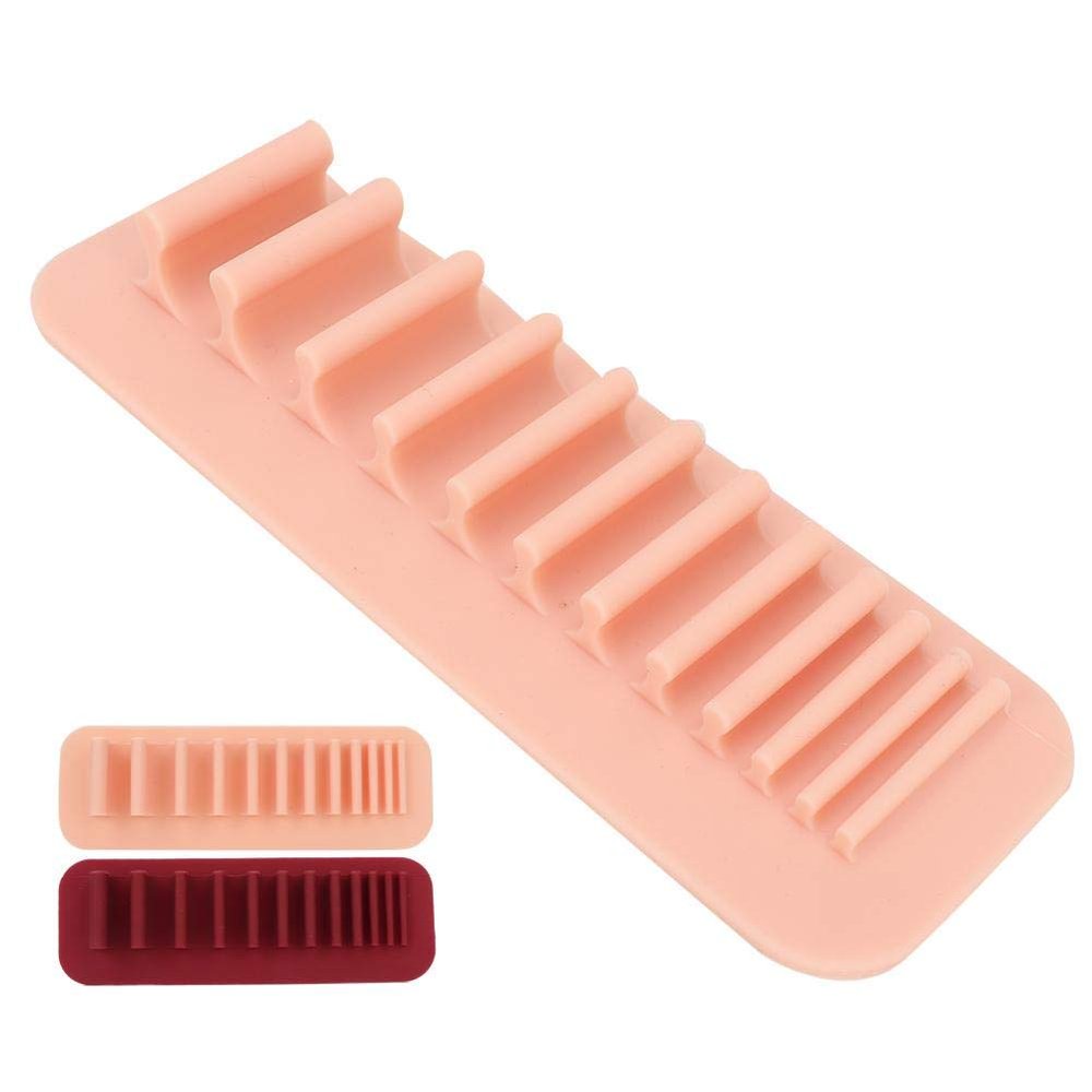11 Holes Makeup Brush Holder Organizer Silicone Wall-Mounted Makeup Brush Toothbrush Holder Stand Organizer Rack()