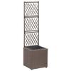 vidaXL Poly Rattan Planter with Removable Pot and Built-in Trellis, Brown, Square-Shaped, Outdoor Planter for Climbing Plants view 1