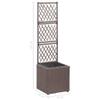 vidaXL Poly Rattan Planter with Removable Pot and Built-in Trellis, Brown, Square-Shaped, Outdoor Planter for Climbing Plants view 2