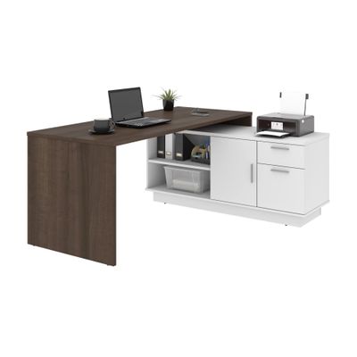 Bestar Equinox L-Shaped Desk in Antigua & White, 72W