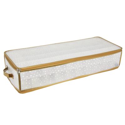 Simplify 80 Count Ornament Decorative Storage Organizer | Dimensions: 29.7"x 11.8"x 6" | Holds 80 Ornaments | Easy Carry Handles | Zipper Closure | Gold | Collapsible | Christmas Organization