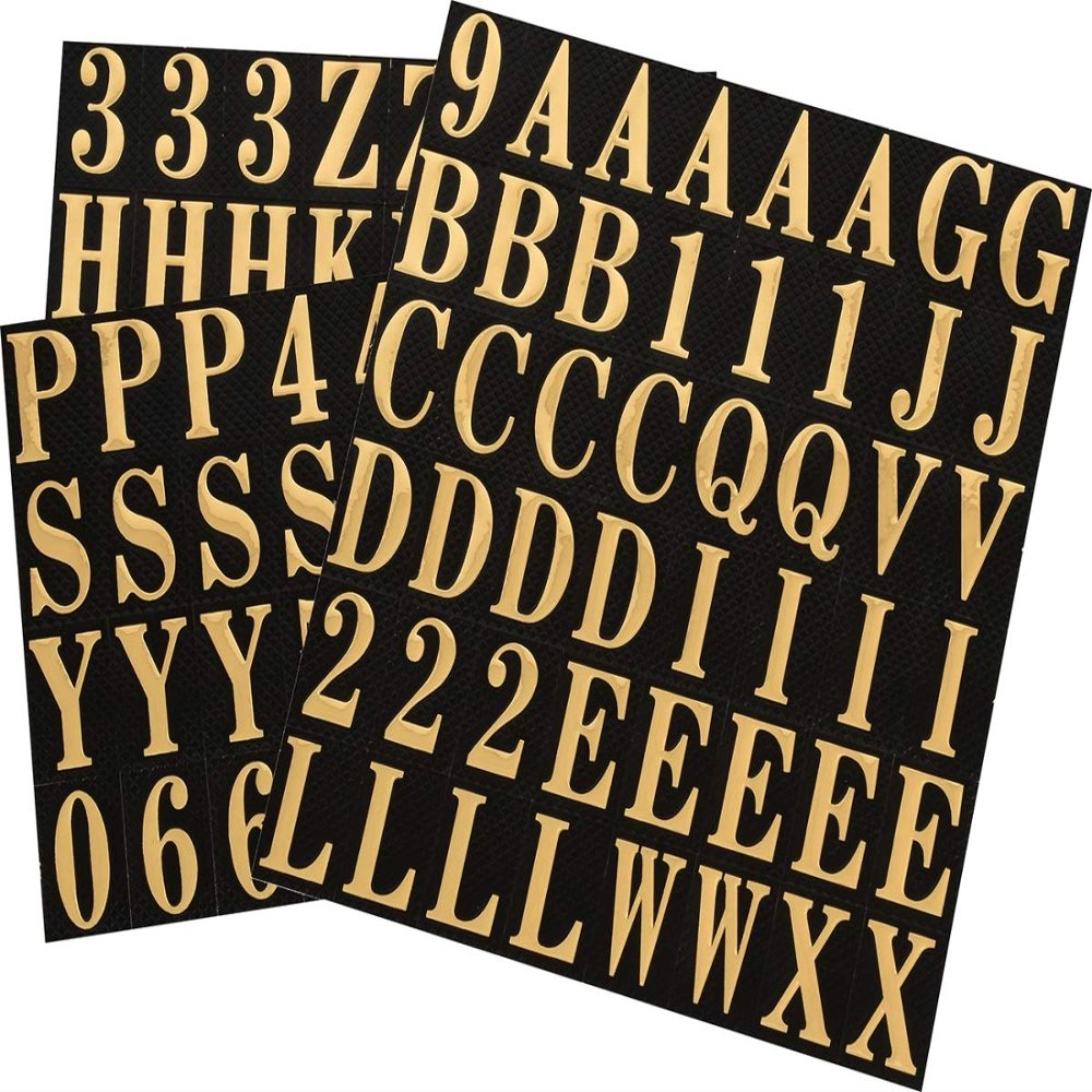 Hillman Group 842266 1 in. Black & Gold Glossy Mylar Square Cut Self Adhesive Letters & Numbers - 6 Piece66