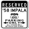 1958 58 CHEVY IMPALA Route 66 Reserved Parking Sign, Metal Novelty Sign, Man Cave Wall Decor, Garage Sign - 10x14 inches view 1