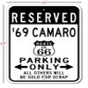 1969 69 Chevy Camaro Route 66 Reserved Parking Sign, Metal Novelty Sign, Man Cave Wall Decor, Garage Sign - 10x14 inches view 2
