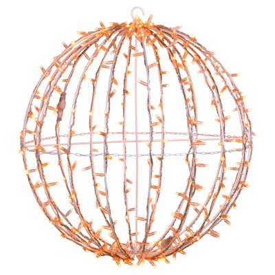 Vickerman 180Lt x 20" Fold Flat Yellow Led Jumbo Hanging Sphere with White Powder Coated Frame