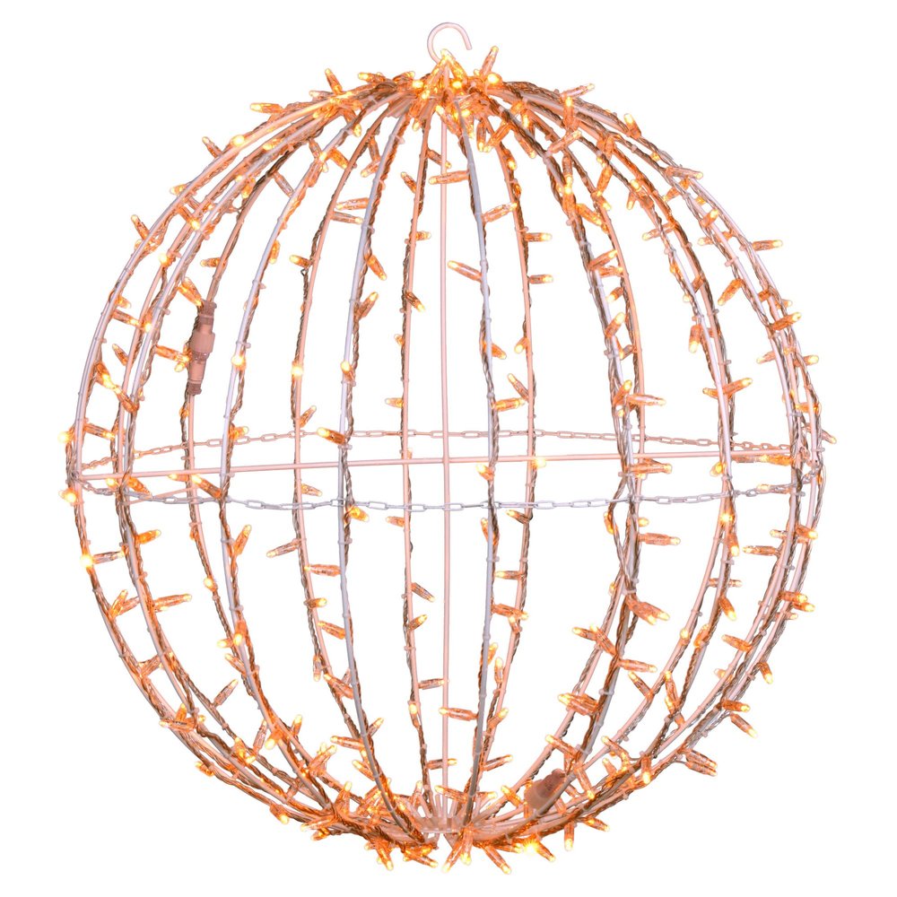 Vickerman 180Lt x 20" Fold Flat Yellow Led Jumbo Hanging Sphere with White Powder Coated Frame