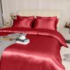 7 Pc Silk Satin Sheet Set - Pure Silk Sheets - Silk Satin Fitted - Silk Satin Flat - Silk Satin Duvet Cover - Silk Satin Pillowcase - Skin Friendly Silk Satin Sheet Set - (Twin XL Burgundy) view 1