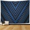 Wall Tapestry Blue Pattern Style Maori Skin Samoa Intricate Tribal Textures Abstract Polynesian Aboriginal Curl Tapestry Wall Hanging Bedding Tapestry for Bedroom 80x60 Inch view 1