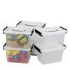 Asking Plastic Latching Box with Black Handle, Lidded Storage Bins, 6 Packs, 3 Quart view 1