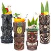 LINALL Tiki Mugs Cocktail Set of 8 - Ceramic TIKI Mugs Hawaiian Party Cute Exotic Cocktail Glasses Hawaiian TIKI Mug - TKSET0080 (8pcs) view 4