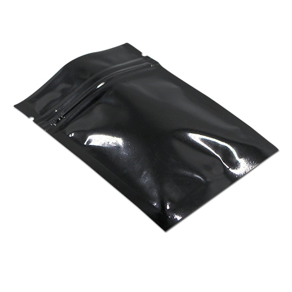 MITOB 100 Pack 4.7x7.9 inch Mylar Bags for Zip Reusable Aluminum Foil Lock Package Bag Candy DIY Chocolate Coffee Nut Food Long Term Storage Zipper Lock Packaging Bag with Tear Notch (Black)