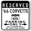 1966 66 CHEVY CORVETTE Route 66 Reserved Parking Sign, Metal Novelty Sign, Man Cave Wall Decor, Garage Sign - 10x14 inches view 1
