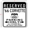 1966 66 CHEVY CORVETTE Route 66 Reserved Parking Sign, Metal Novelty Sign, Man Cave Wall Decor, Garage Sign - 10x14 inches view 2