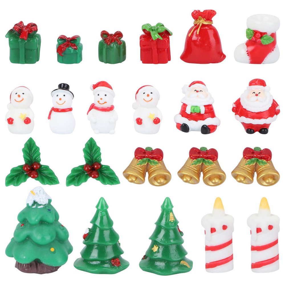 BESPORTBLE Christmas Miniature Ornaments,Resin Ornament Attractive Christmas Element Artificial Landscape Decoration Resin Craft Desktop Adornment for Home 23 Pcs