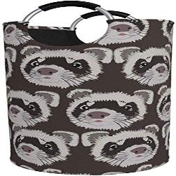 YISONG Round Laundry Basket, Black Footed Ferret Laundry Hamper Bucket Collapsible Clothes Bag 82 L Bins for Kids Room Toy Organizer Washing Bin Sorter Dirty Clothes Blanket Laundry Box