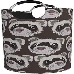 YISONG Round Laundry Basket, Black Footed Ferret Laundry Hamper Bucket Collapsible Clothes Bag 82 L Bins for Kids Room Toy Organizer Washing Bin Sorter Dirty Clothes Blanket Laundry Box